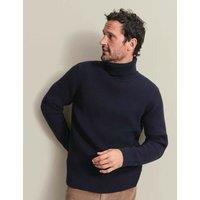 Charles Tyrwhitt Merino Wool Ribbed Roll Neck Jumper Navy