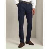 Charles Tyrwhitt Slim Fit Wool Rich Flat Front Stretch Trousers Dark Navy