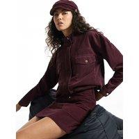 River Island Corduroy Funnel Neck Utility Jacket Burgundy
