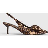 River Island Leopard Print Bow Stiletto Heel Court Shoes Brown Mix