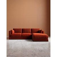 Swoon Alesund Crushed Velvet Right Corner Sofa Dark Orange