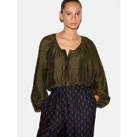 Jigsaw Textured Round Neck Regular Fit Top Olive