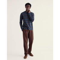 Seasalt Cornwall Pure Cotton Striped Crew Neck Top Dark Navy Mix