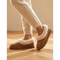 Jones Bootmaker Faux Fur Lined Round Toe Ballerina Slippers Brown