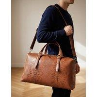 Jones Bootmaker Croc Effect Leather Weekend Bag Tan