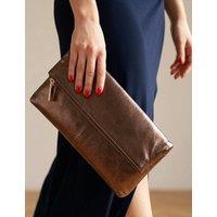Jones Bootmaker Leather Zip Detail Clutch Bag Chocolate
