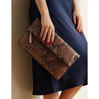 Jones Bootmaker Leather Zip Detail Clutch Bag Brown