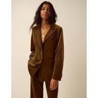 Monsoon Velvet Blazer Jacket Khaki
