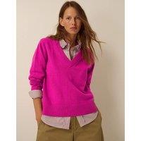Monsoon Wool Blend Regular Fit V Neck Jumper Magenta