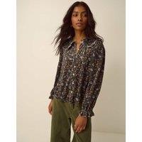 Monsoon Velvet Printed Collared Shirt Brown Mix