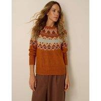 Monsoon Fair Isle Crew Neck Jumper Beige