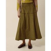 Monsoon Suedette Midi A Line Skirt Khaki