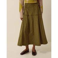Monsoon Suedette Midi A Line Skirt Khaki