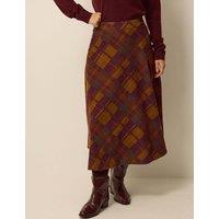Monsoon Pure Cotton Printed Midi A Line Skirt Brown Mix