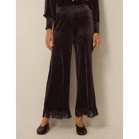 Monsoon Velvet Wide Leg Trousers Chocolate