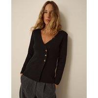 Monsoon V Neck Button Front Cardigan Black