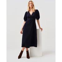 Ghost Cotton Corduroy Cross Front Midi Dress Navy