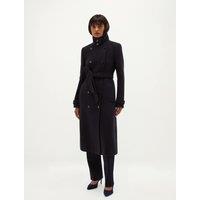 HOBBS Wool Cashmere Blend Funnel Neck Coat Dark Navy