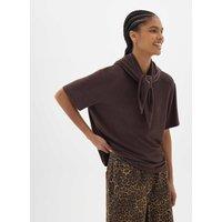 HUSH Supersoft Relaxed Fit T-Shirt and Scarf Dark Brown