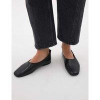 HUSH Leather Square Toe Ballet Pumps Black