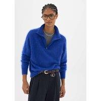 HUSH Pure Wool Brushed Collared Jumper Bright Blue