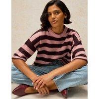 White Stuff Striped Knitted T-Shirt Pink Mix