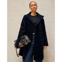 White Stuff Kaia Cotton Rich Funnel Neck Longline Coat Dark Navy