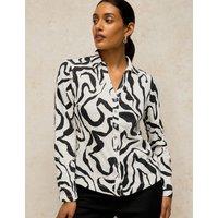 White Stuff Pure Cotton Printed Collared Shirt Ivory Mix