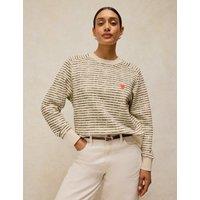 White Stuff Pure Cotton Crew Neck Sweatshirt Ivory Mix