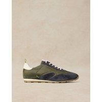 White Stuff Leather Lace Up Trainers Green Mix