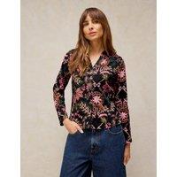 White Stuff Pure Cotton Printed Collared Shirt Black Mix