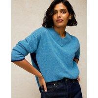 White Stuff Pure Cashmere V Neck Jumper Bright Blue
