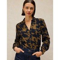 White Stuff Cotton Rich Printed Collared Shirt with Modal Green