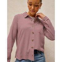 White Stuff Pure Cotton Printed Collared Shirt Plum