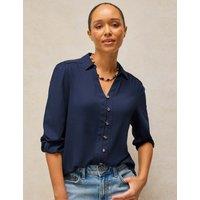 White Stuff Cotton Rich Collared Shirt with Modal Dark Navy