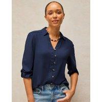 White Stuff Ronley Cotton Rich Collared Shirt with Modal Dark Navy