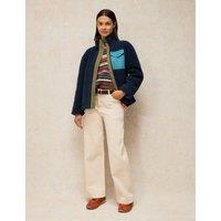 White Stuff Borg Printed Zip Through Jacket Navy Mix