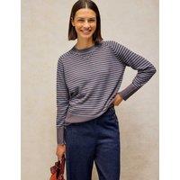 White Stuff Sienna Cotton Rich Striped Crew Neck Jumper Blue Mix