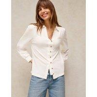 White Stuff Cotton Rich Collared Shirt with Modal Ivory