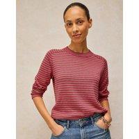 White Stuff Sienna Cotton Rich Striped Crew Neck Jumper Pink Mix