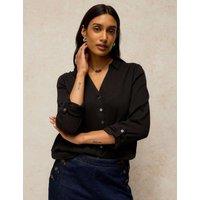 White Stuff Annie Pure Cotton Collared Shirt Black