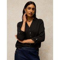 White Stuff Pure Cotton Collared Shirt Black
