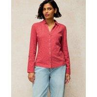 White Stuff Pure Cotton Printed Collared Shirt Pink