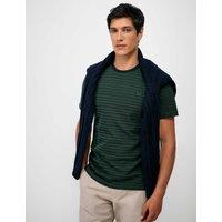 Crew Clothing Pure Cotton Striped Short Sleeve T-Shirt Dark Green Mix