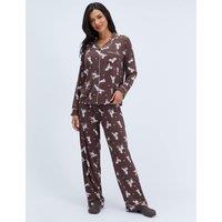 Boux Avenue Wide Leg Long Pyjama Set Chocolate