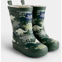 JoJo Maman Bb Kids Dinosaur Fleece Lined Wellies Green