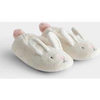 JoJo Maman Bb Kids Plush Lined Bunny Slippers Natural