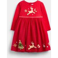 JoJo Maman Bb Tulle Reindeer Applique Dress Red Mix
