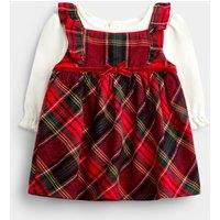 JoJo Maman Bb Checked Cotton Dress And Bodysuit Set Red Mix