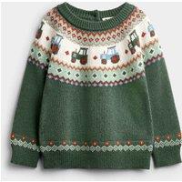 JoJo Maman Bb Tractor Fair Isle Jumper Green